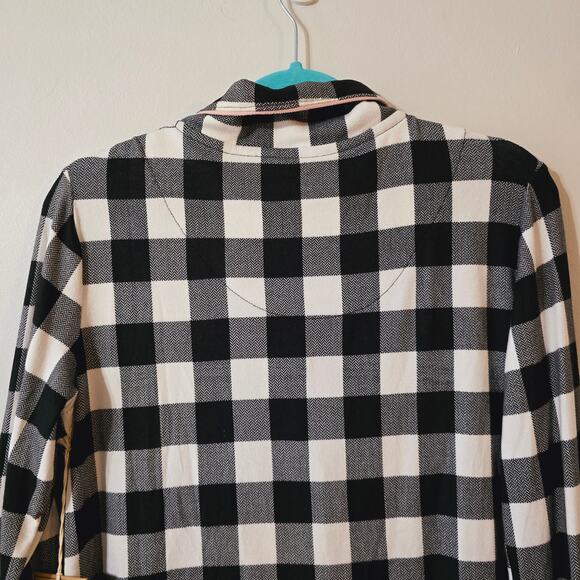 NWT Born Navy White Buffalo Check Button Up Sleeping Shirt Pajamas Size M Medium - Picture 7 of 11
